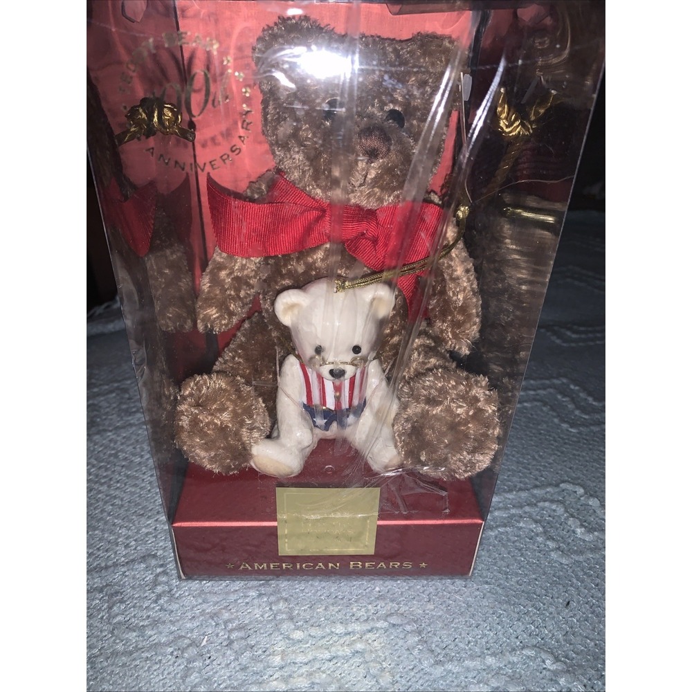 Lenox 100th Anniversary Porcelain Christmas Ornament & Plush Bear - In Box
